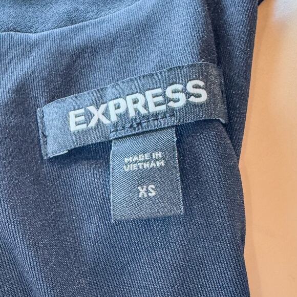 Express, Long Sleeve Draped Mock Neck Ruffle Black Mini Dress Women’s X-Small - Picture 7 of 12